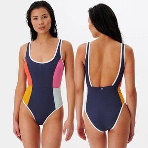 Rip Curl Heat Wave One Piece Swimsuit - Navy Color Block - Size Small